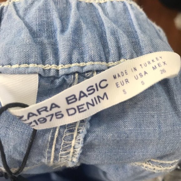 SOLD NWOT Zara Denim Chambray Shorts - Picture 3 of 4